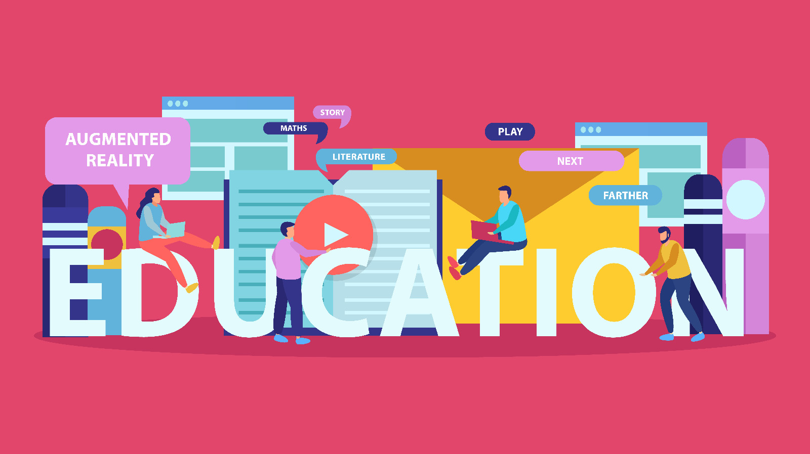 Education Flat Doodle Composition